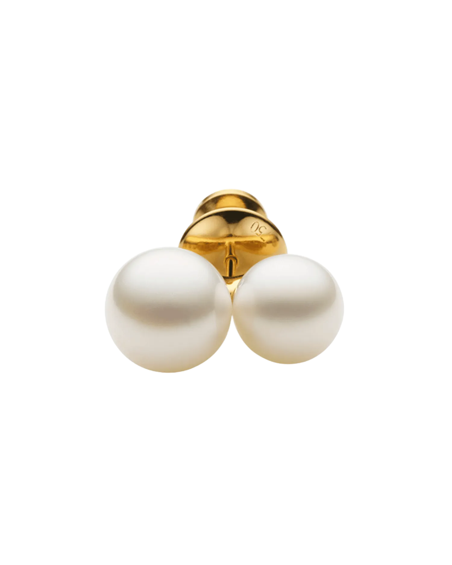Double Pearl Lapel Pin | 9mm Keshi Pearl, 12mm Button Pearl, and Yellow Gold