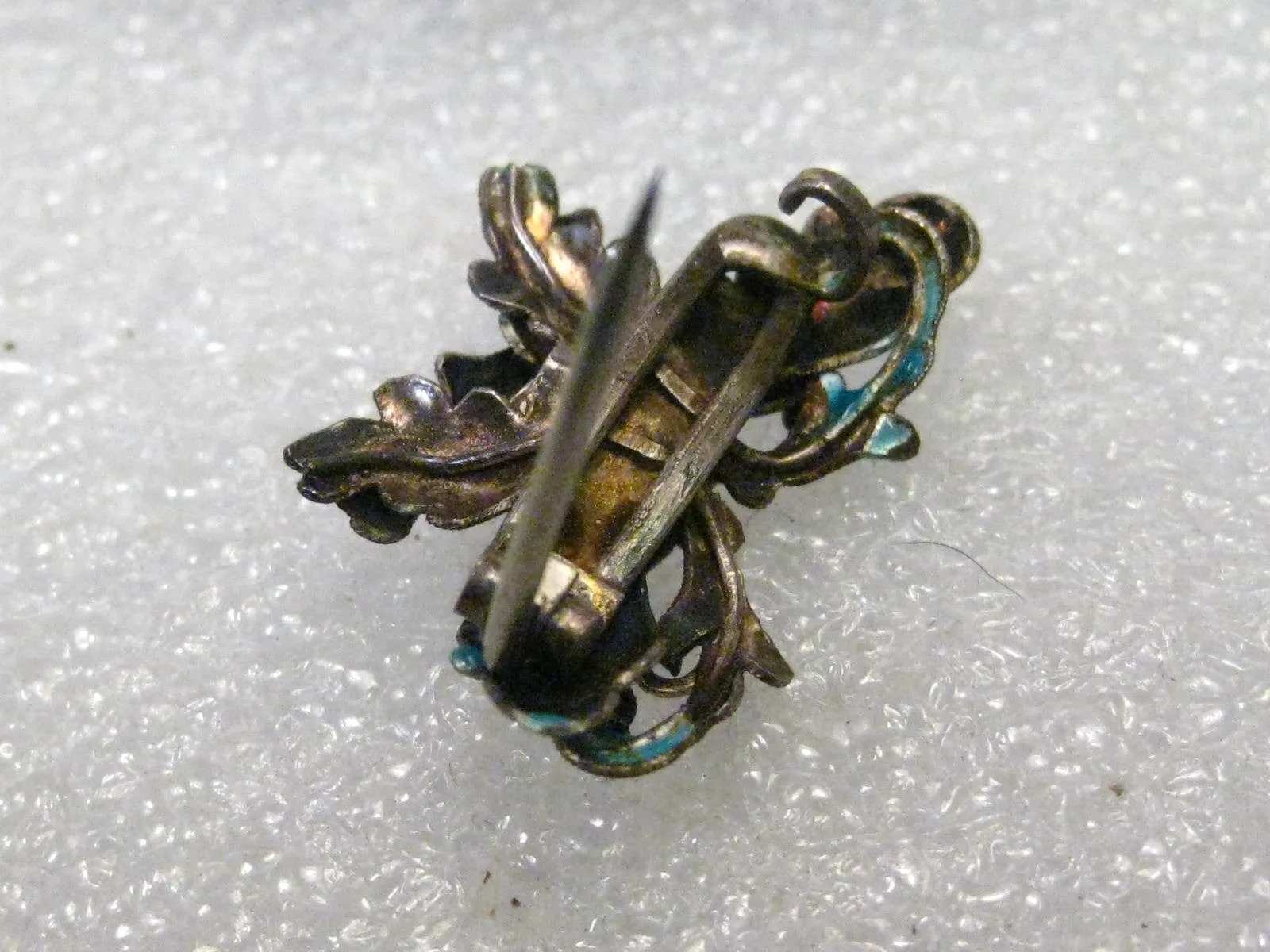 Early 1900's Enameled Crab Brooch, Light Teal, Fancy Crab, Mandarin/Chinese Design, 1"