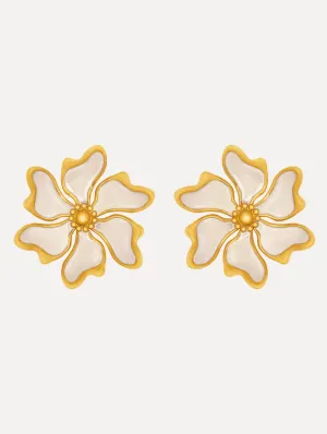 Enamel Cherry Blossom Clip-On Earrings