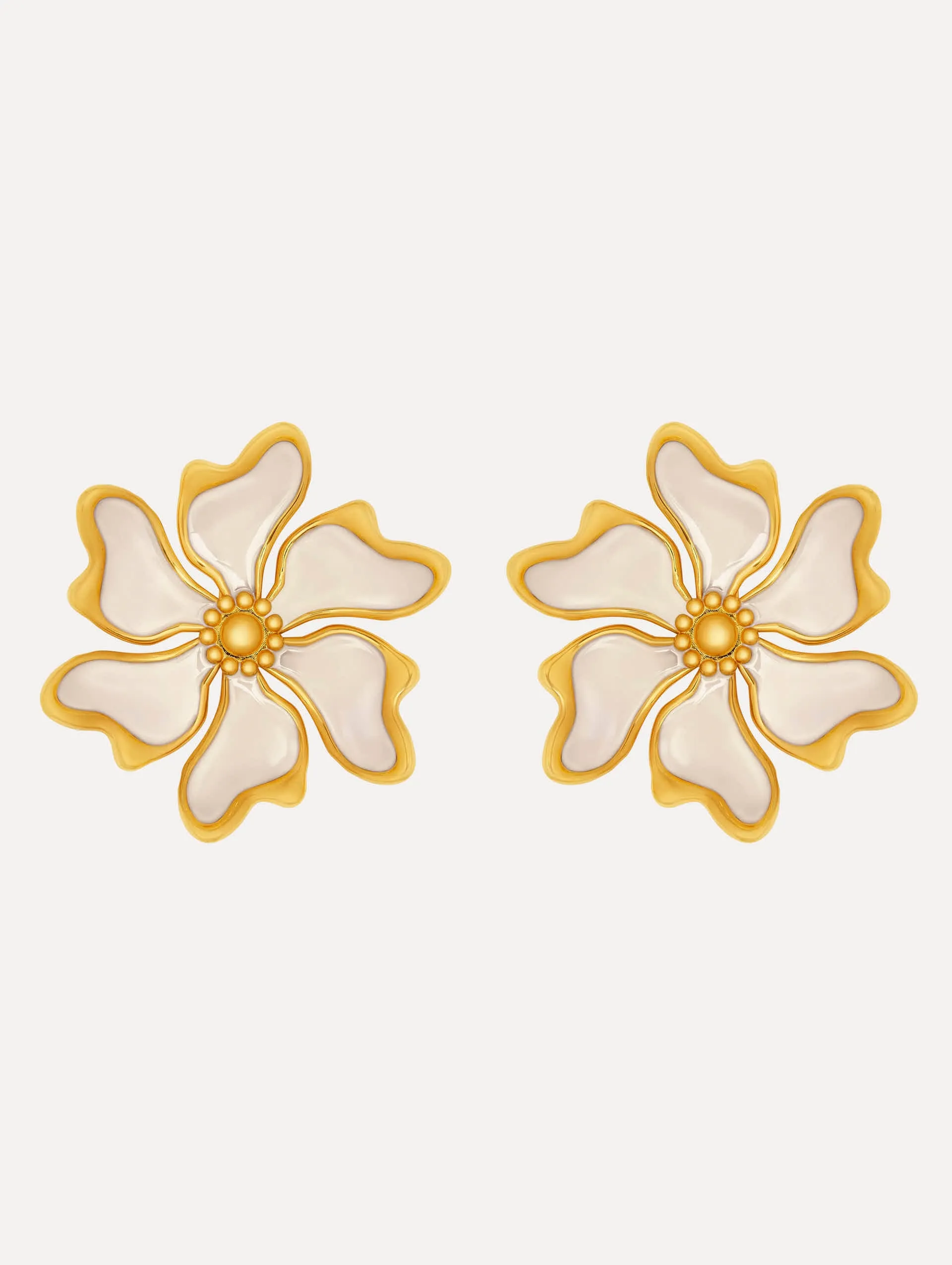 Enamel Cherry Blossom Clip-On Earrings