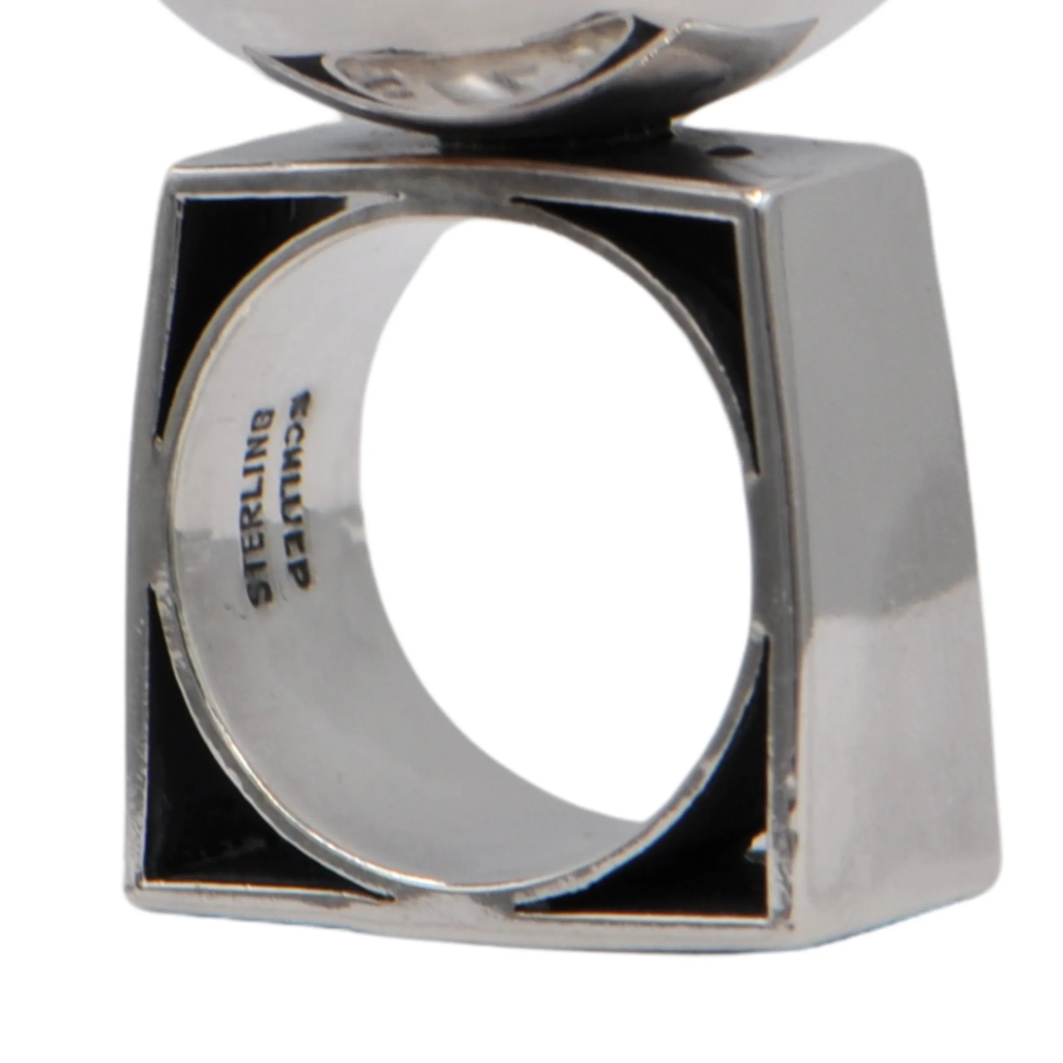 Estate Signed Walter Schluep Sterling Silver Oversized Ball Ring