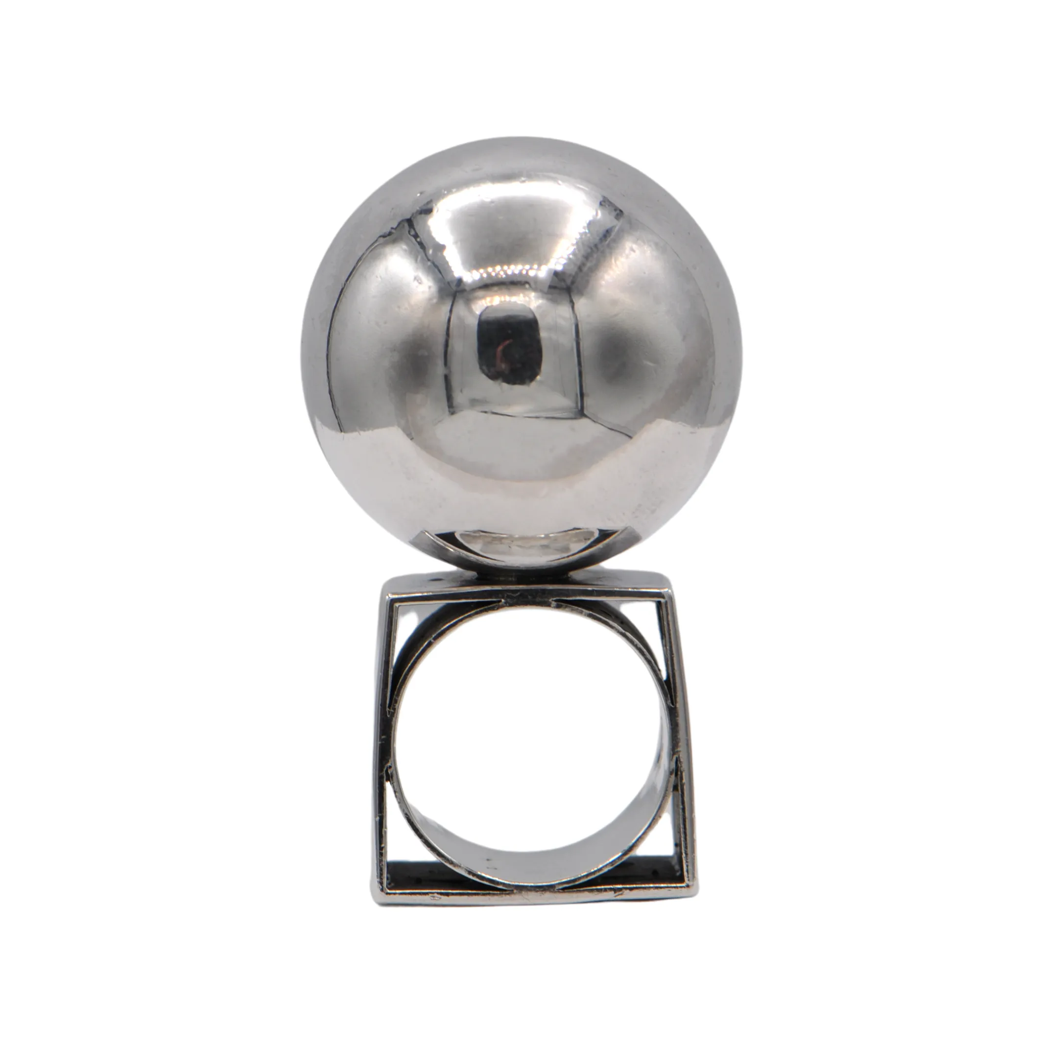 Estate Signed Walter Schluep Sterling Silver Oversized Ball Ring
