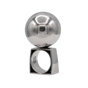 Estate Signed Walter Schluep Sterling Silver Oversized Ball Ring