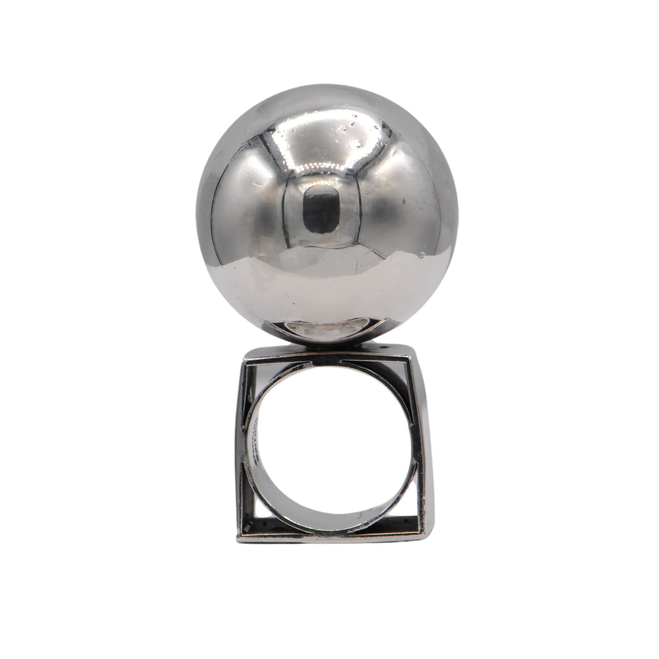 Estate Signed Walter Schluep Sterling Silver Oversized Ball Ring