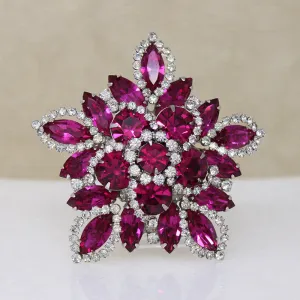 Fabulous Fuchsia & White Rhinestone Brooch by Weiss
