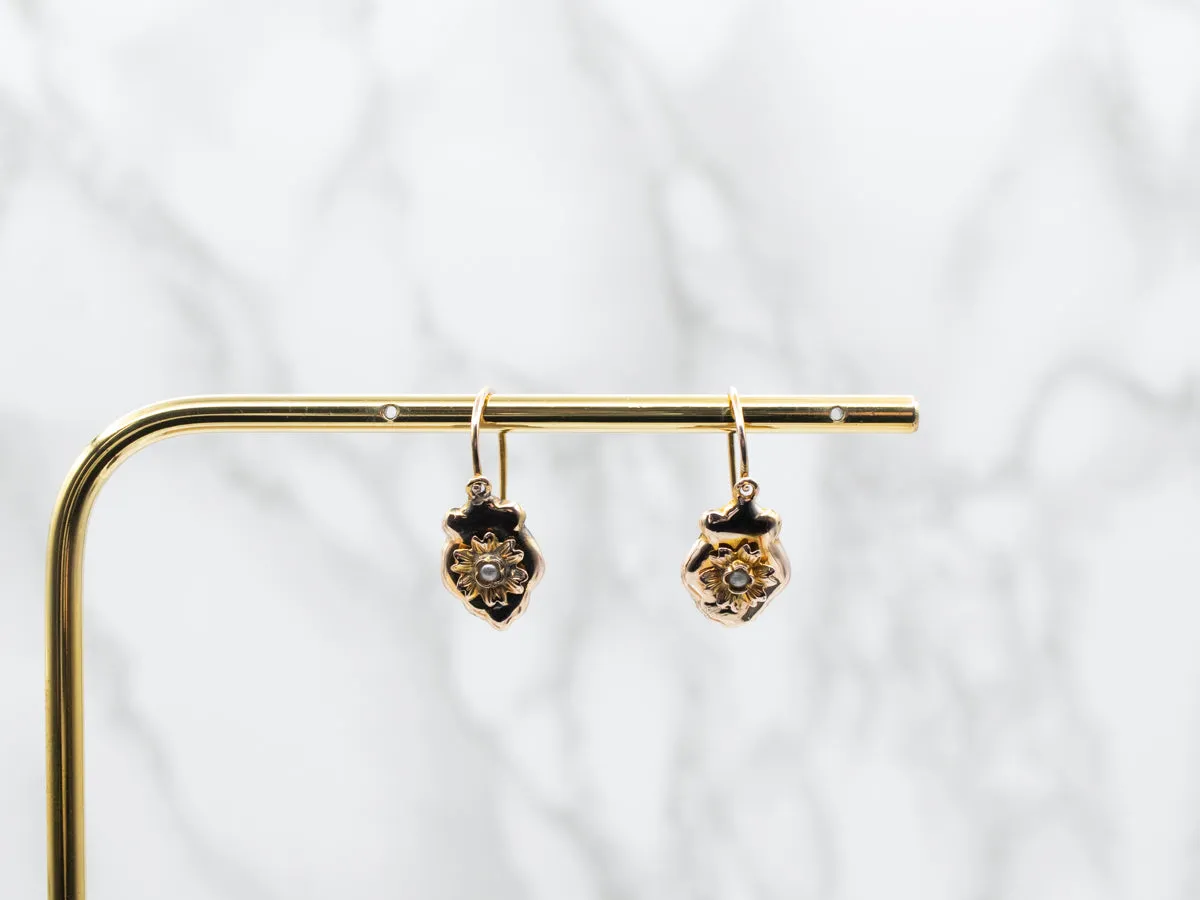 Floral Drop Earrings with Faux Pearl Accent