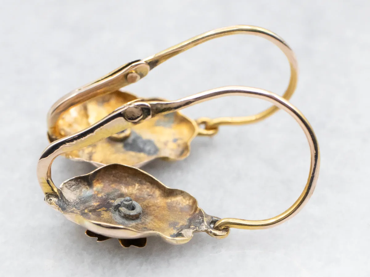 Floral Drop Earrings with Faux Pearl Accent