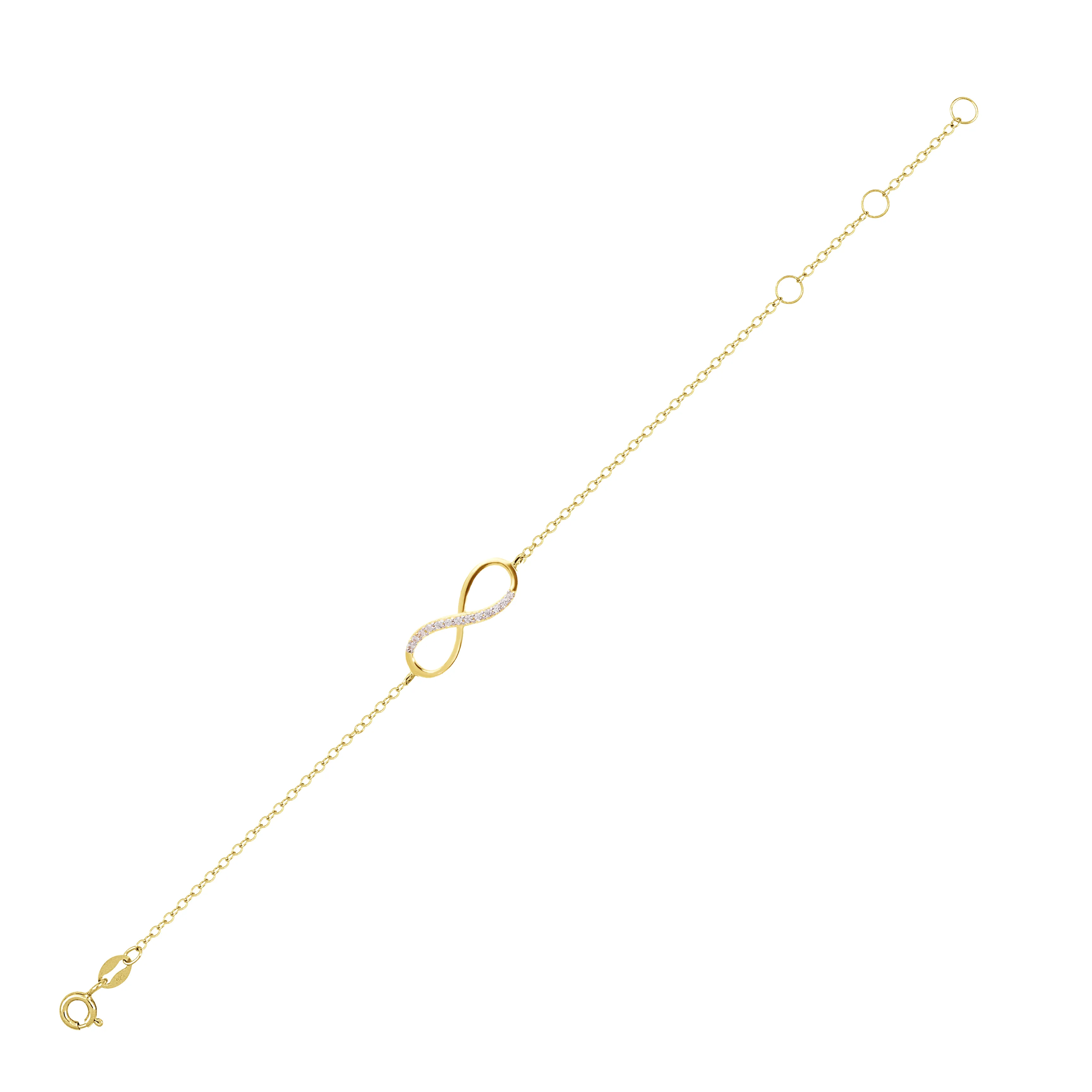 Gold bracelet 18k yellow gold assembled with zirconium oxide