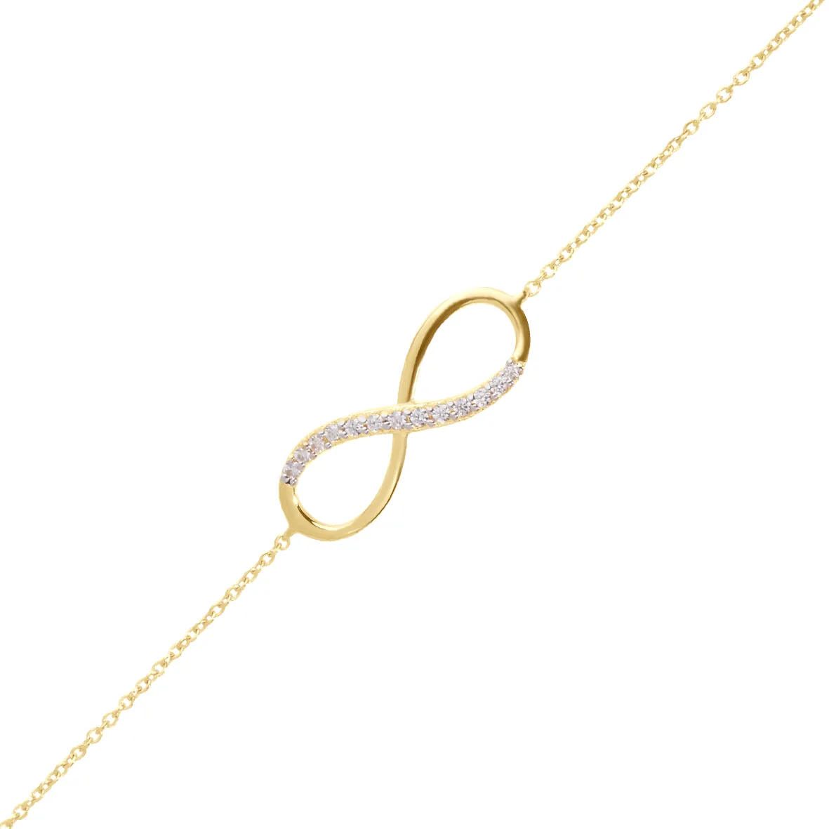 Gold bracelet 18k yellow gold assembled with zirconium oxide