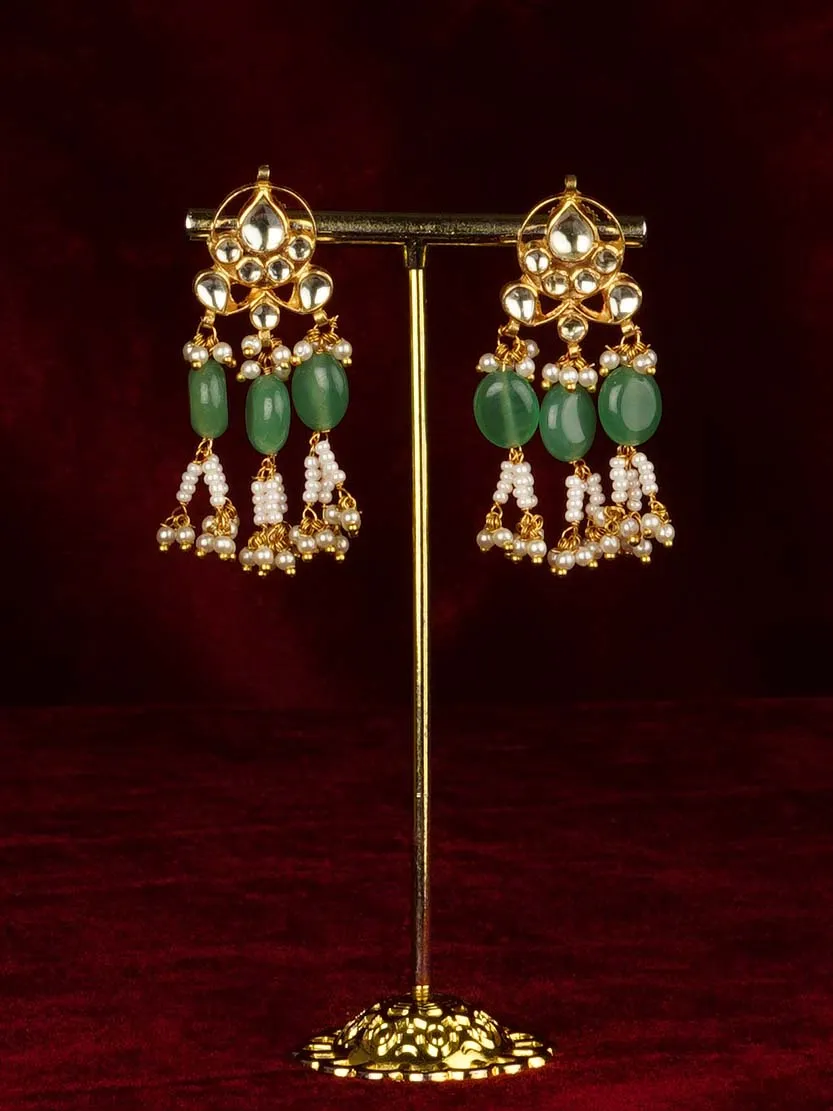 Gold Plated Jadau Kundan Earrings - ME1258