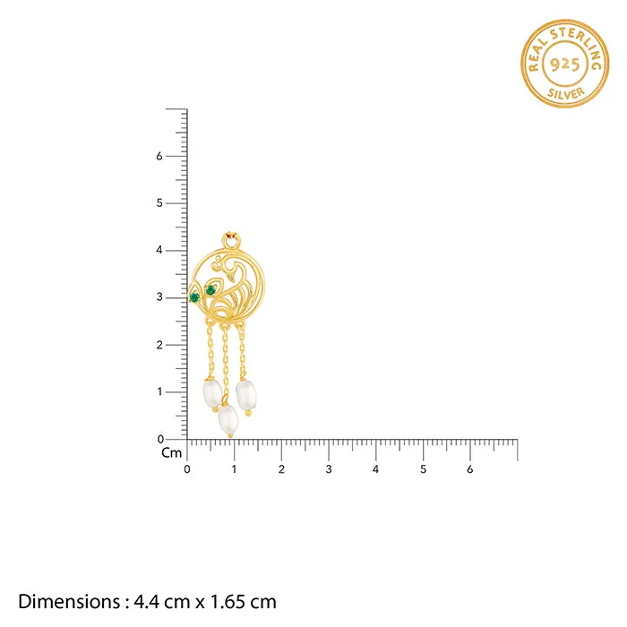 Golden Dangling Pearls Peacock Lumba Rakhi