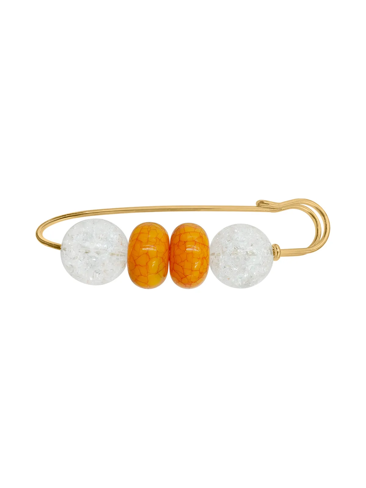 Golden Safety Pin with Beaded Designer Pin Brooch