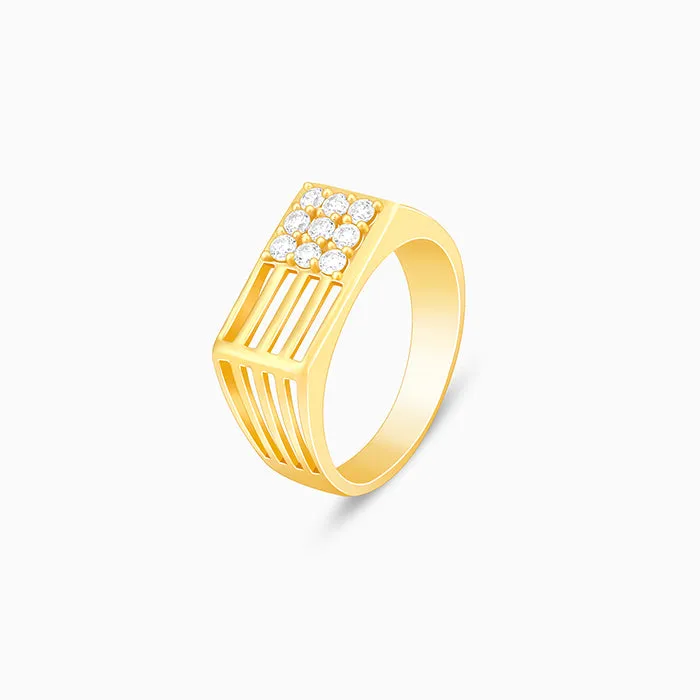 Golden Square in Rectangle Ring For Him