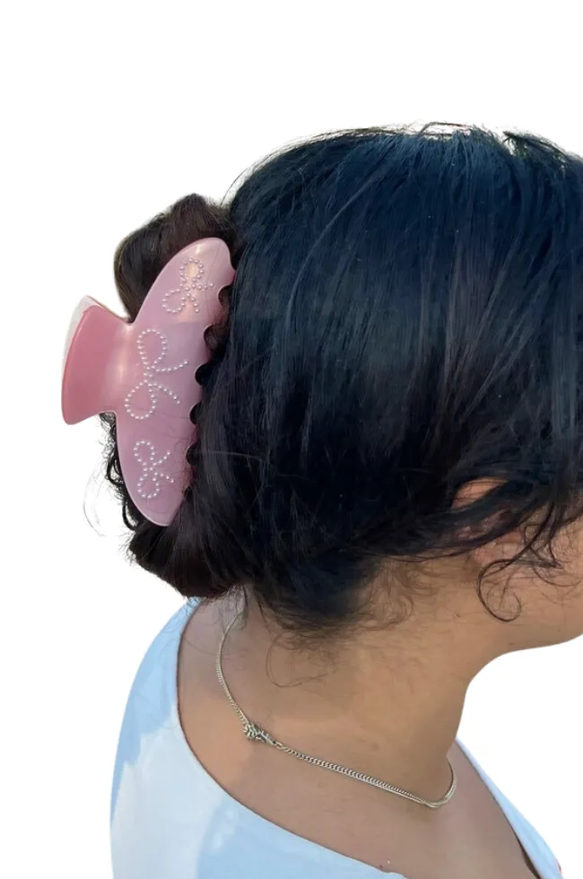 Hand-Painted Pearl Bow Claw Clip