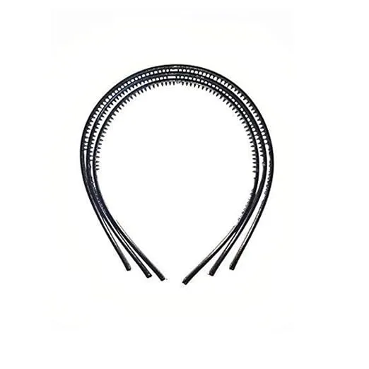 HP HIGH PROFILE Classic Black plain craft plastic hairbands with teeth plastic DIY hair band for Women and Girls (Pack of 100)