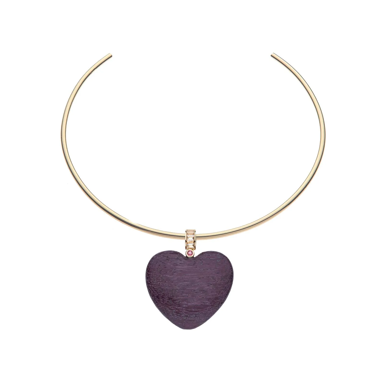Jane Win LOVE Jumbo Wood Heart Pendant Necklace