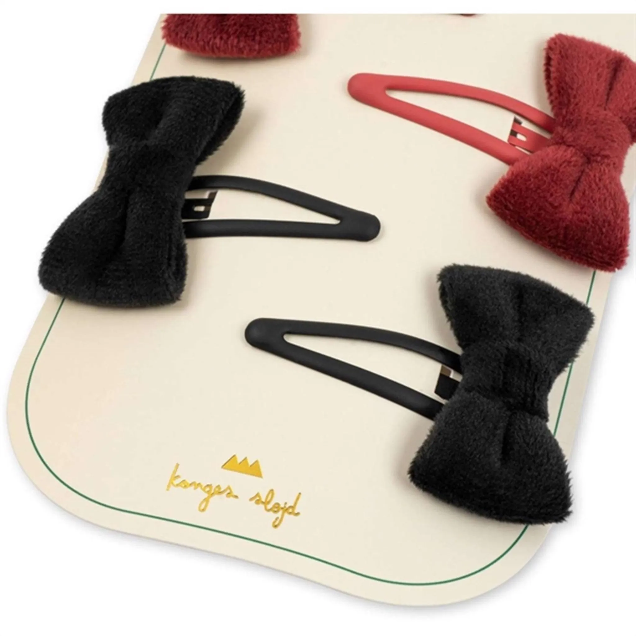 Konges Sljd Hair Clip Velvet Bowie 4-pack Red/Black