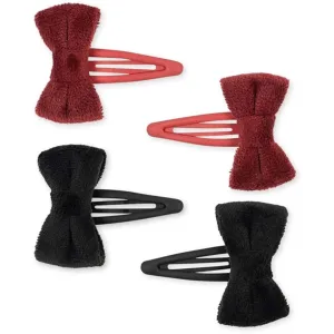 Konges Sljd Hair Clip Velvet Bowie 4-pack Red/Black