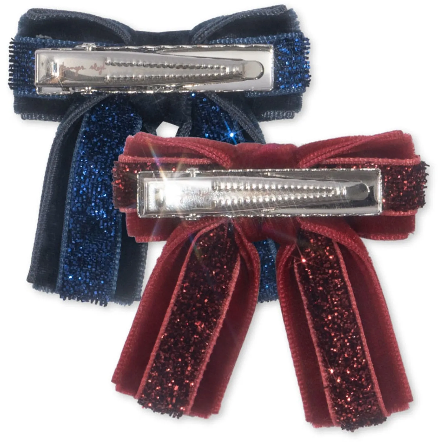Konges Sl?jd Red/Navy 4 Pack Velvet Bow Hair Clips