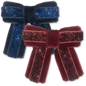 Konges Sl?jd Red/Navy 4 Pack Velvet Bow Hair Clips