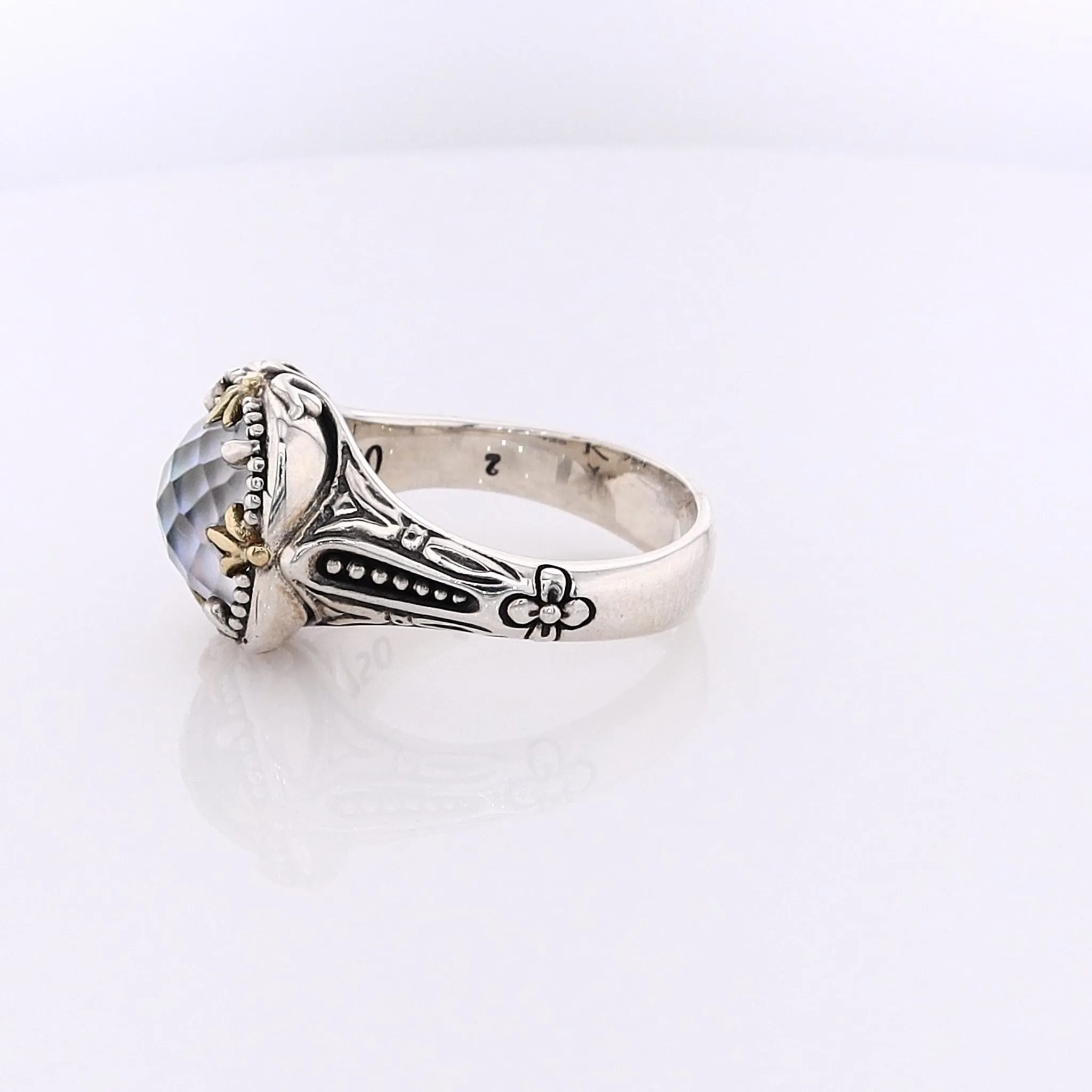 Konstantino Two-Tone Rock Crystal; and Mother of Pearl Doublet Ring