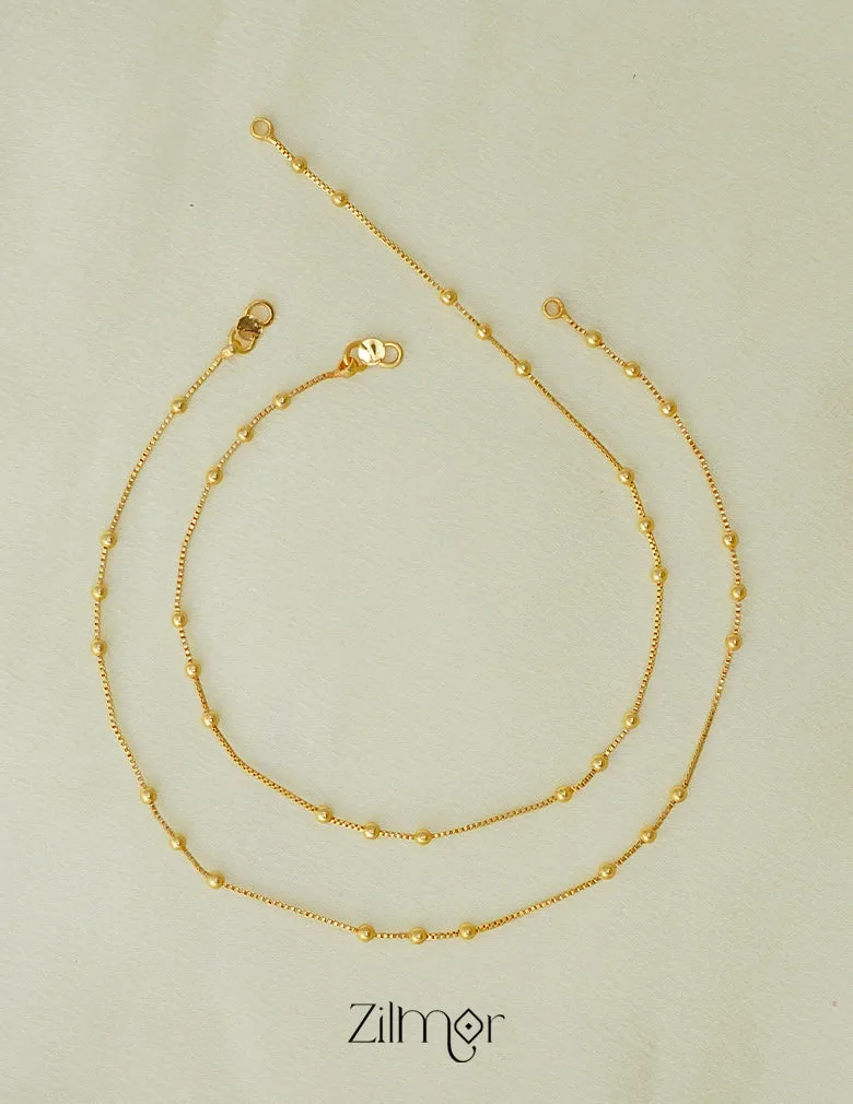 KT1011706- Anti-Tarnish Gold Plated Simple  Balls pair Anklet