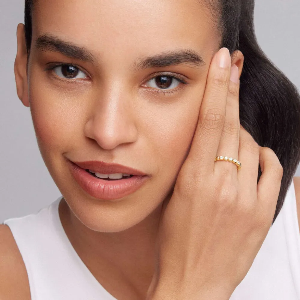 Lagos 18k Caviar Gold and Diamond Stacking Ring