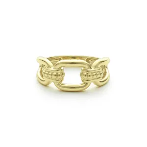 Lagos 18k Gold Signature Caviar Link Ring