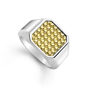 Lagos Anthem Two-Tone Caviar Beaded Square Ring