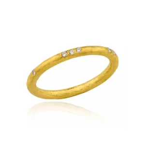 Lika Behar Hammered Band with Diamonds in 24K Yellow Gold
