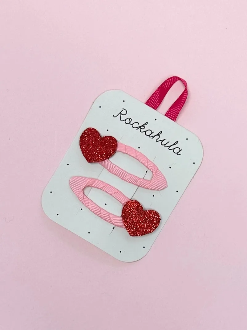 Love Heart Glitter Clips