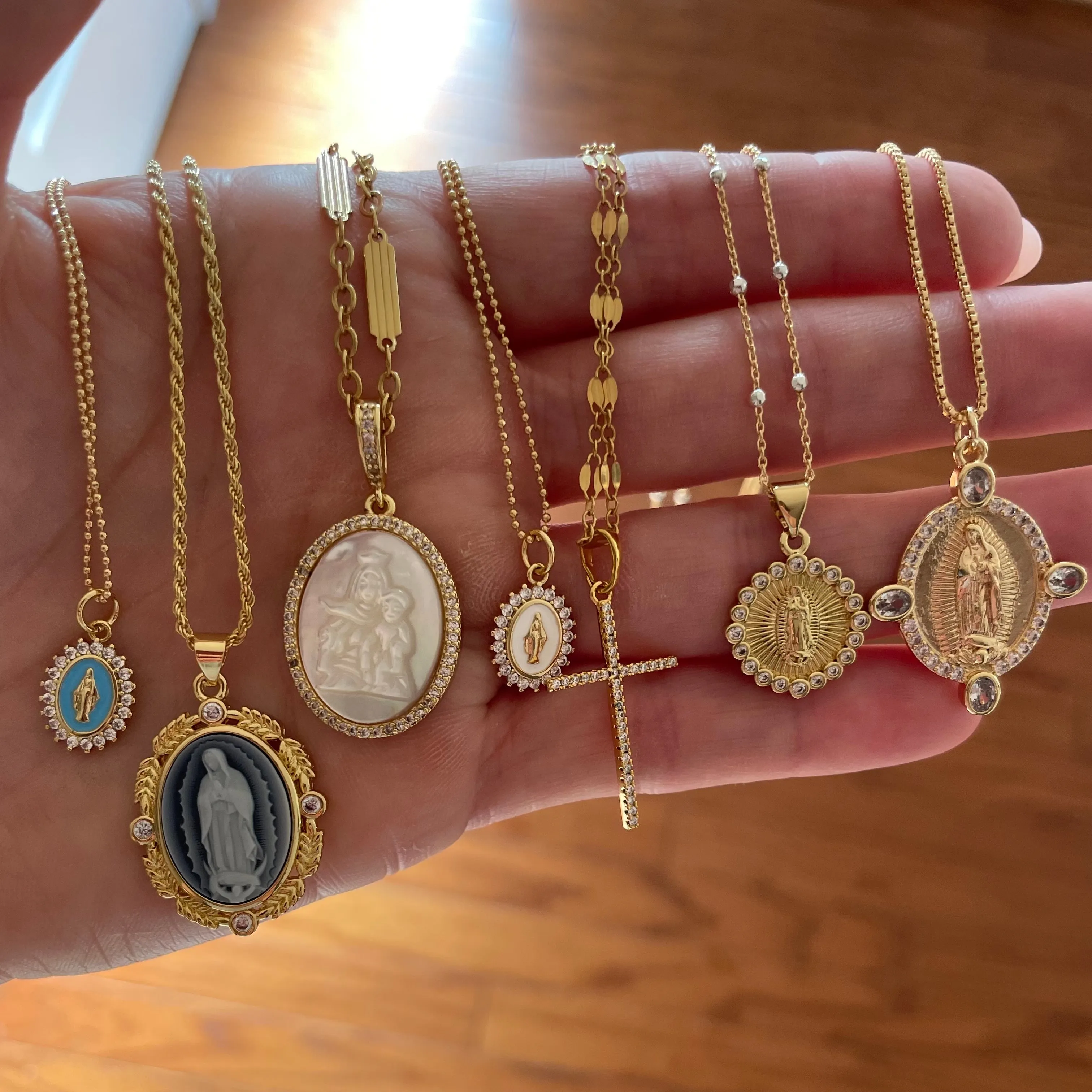Mini Lady Lourdes Necklace - Aqua