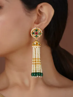 Multicolor Gold Plated Jadau Kundan Earrings - ME1290M