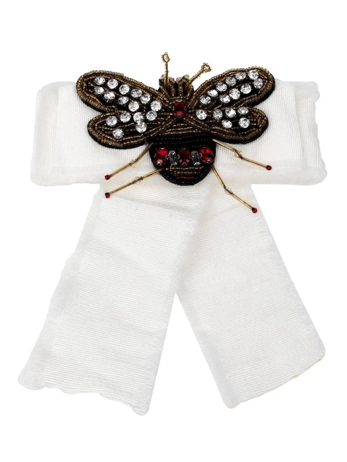 Odette Women White Butterfly Metal Brooch