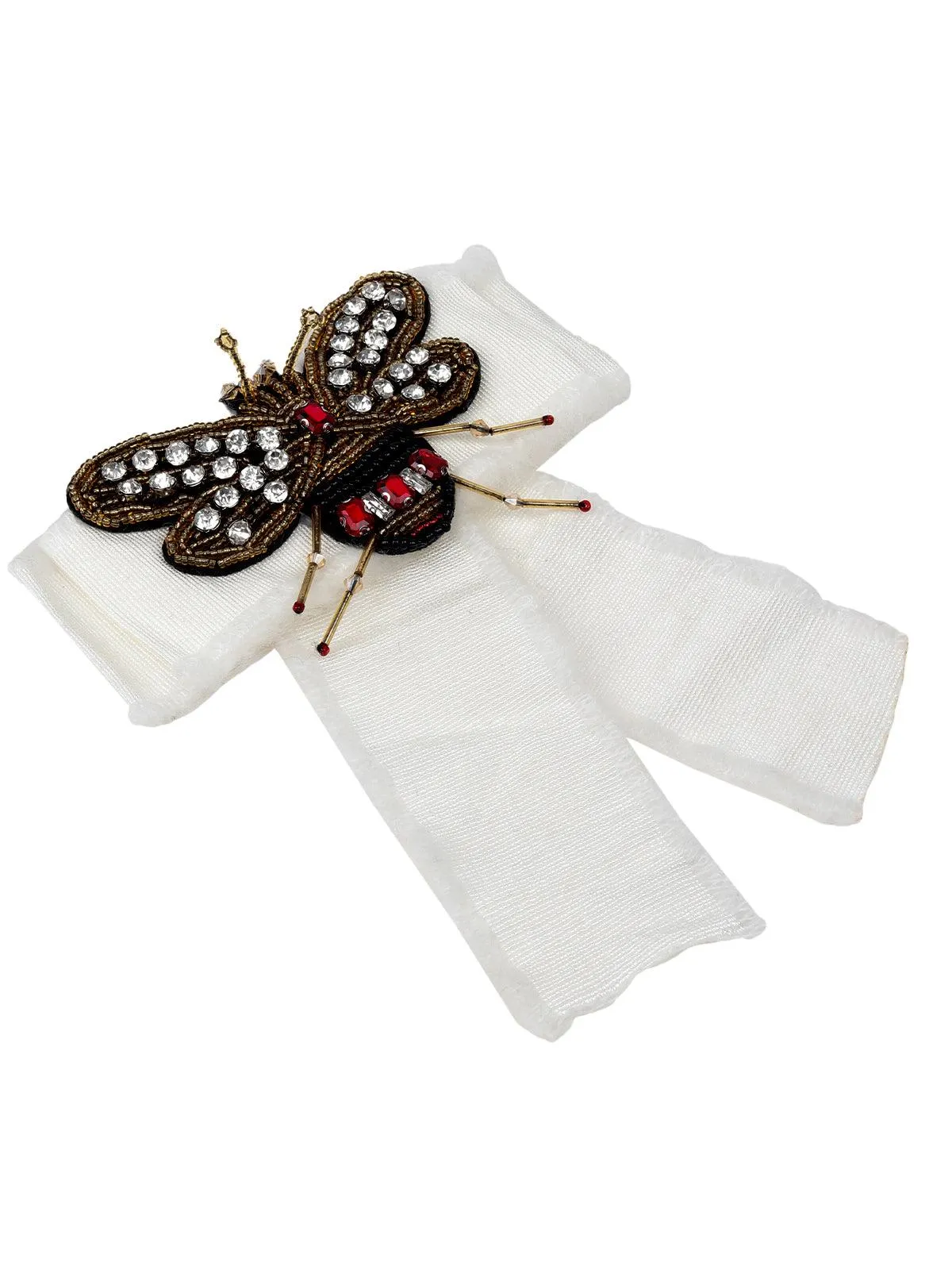Odette Women White Butterfly Metal Brooch