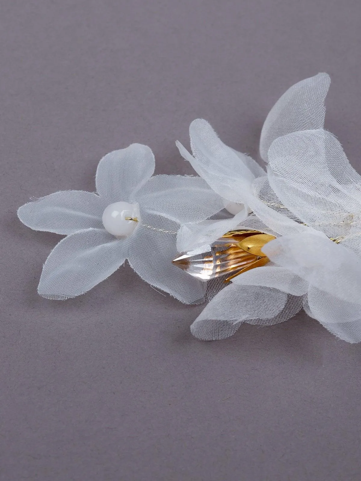 Odette Women White Fabric Brooch