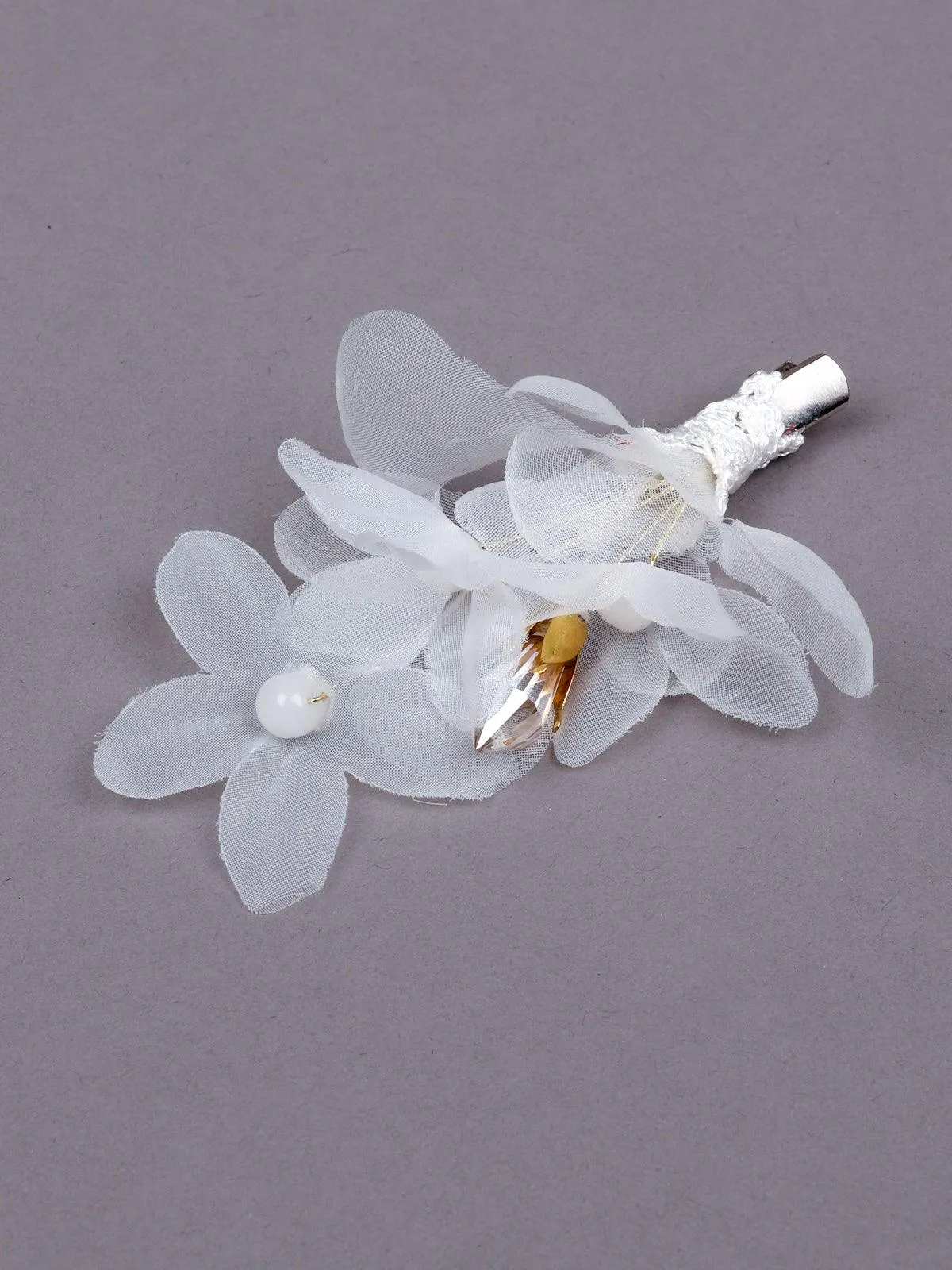 Odette Women White Fabric Brooch