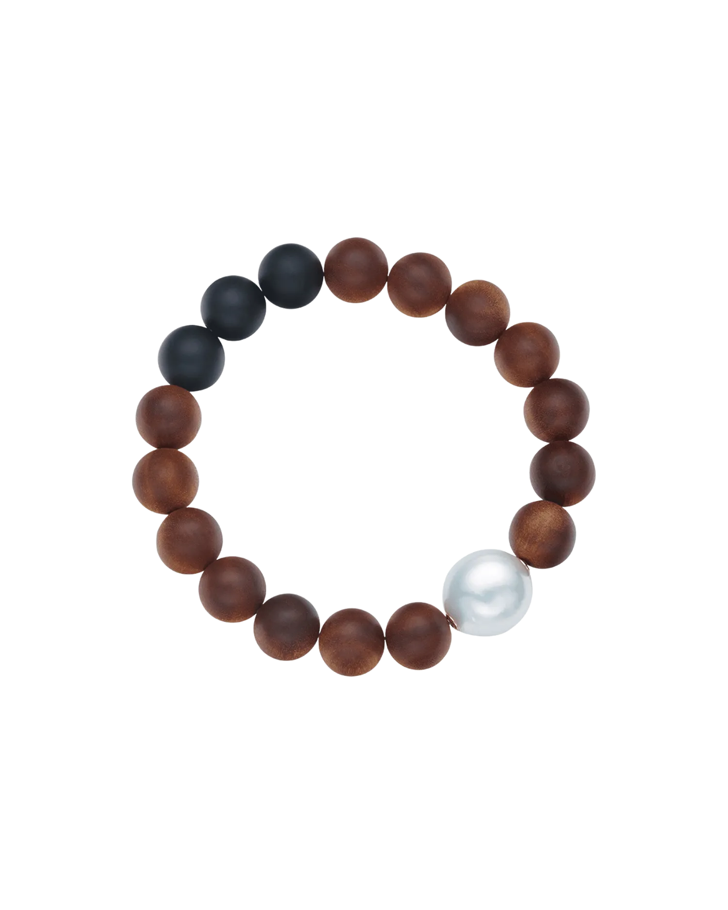 Onyx Kimberley Dusk Single Pearl Bracelet | 14mm Baroque Pearl, Onyx, and Sandalwood