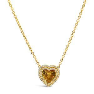 Orange-yellow Heart Diamond Pendant