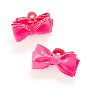 Paige Mini Bow Claw Clips (Set of 2) - Hot Pink