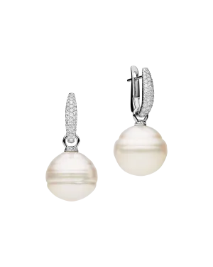 Pav?? Diamond Pearls My Way Earrings | 14mm Circle Pearls, Diamonds and White Gold