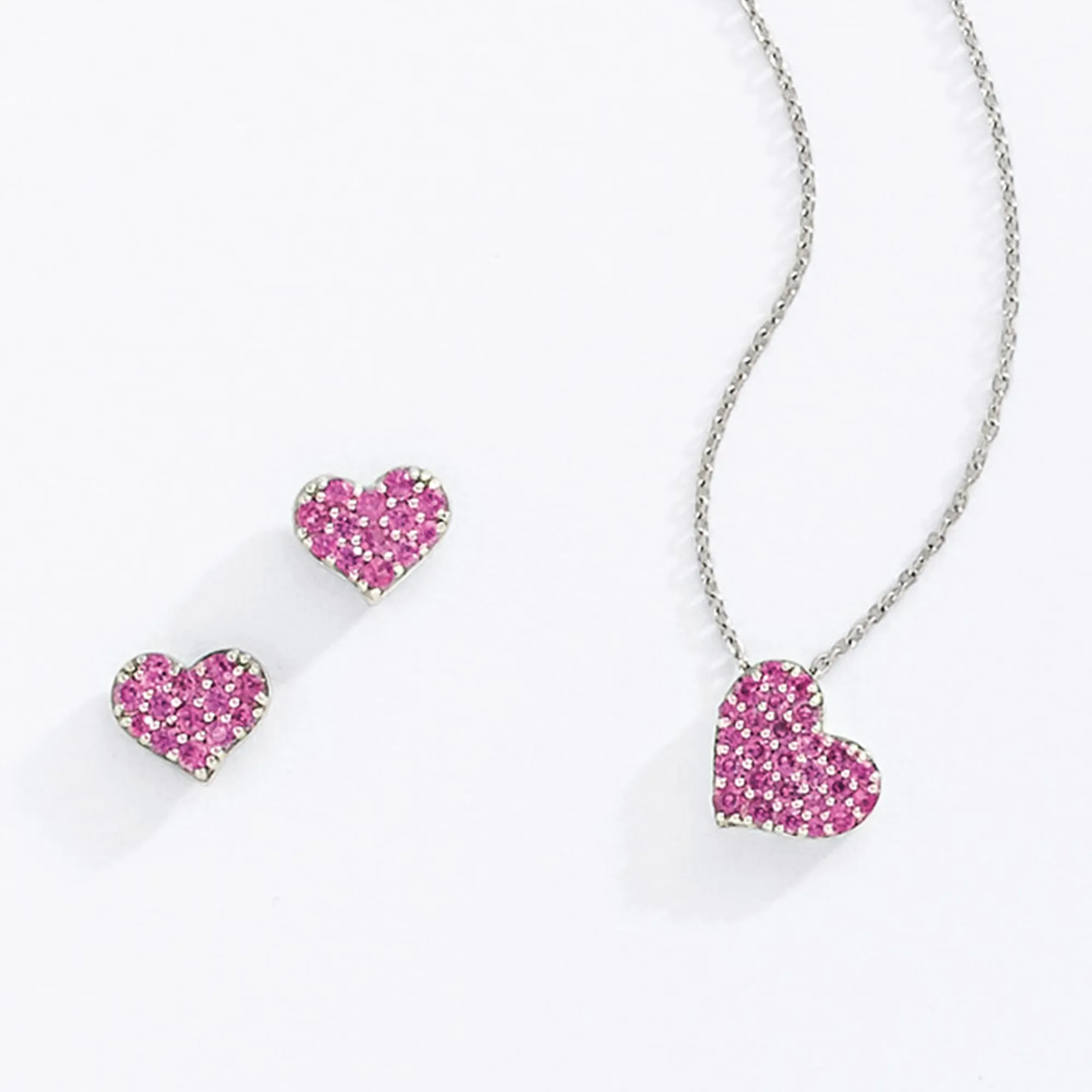 Pav?? Pink Sapphire Heart Pendant Necklace