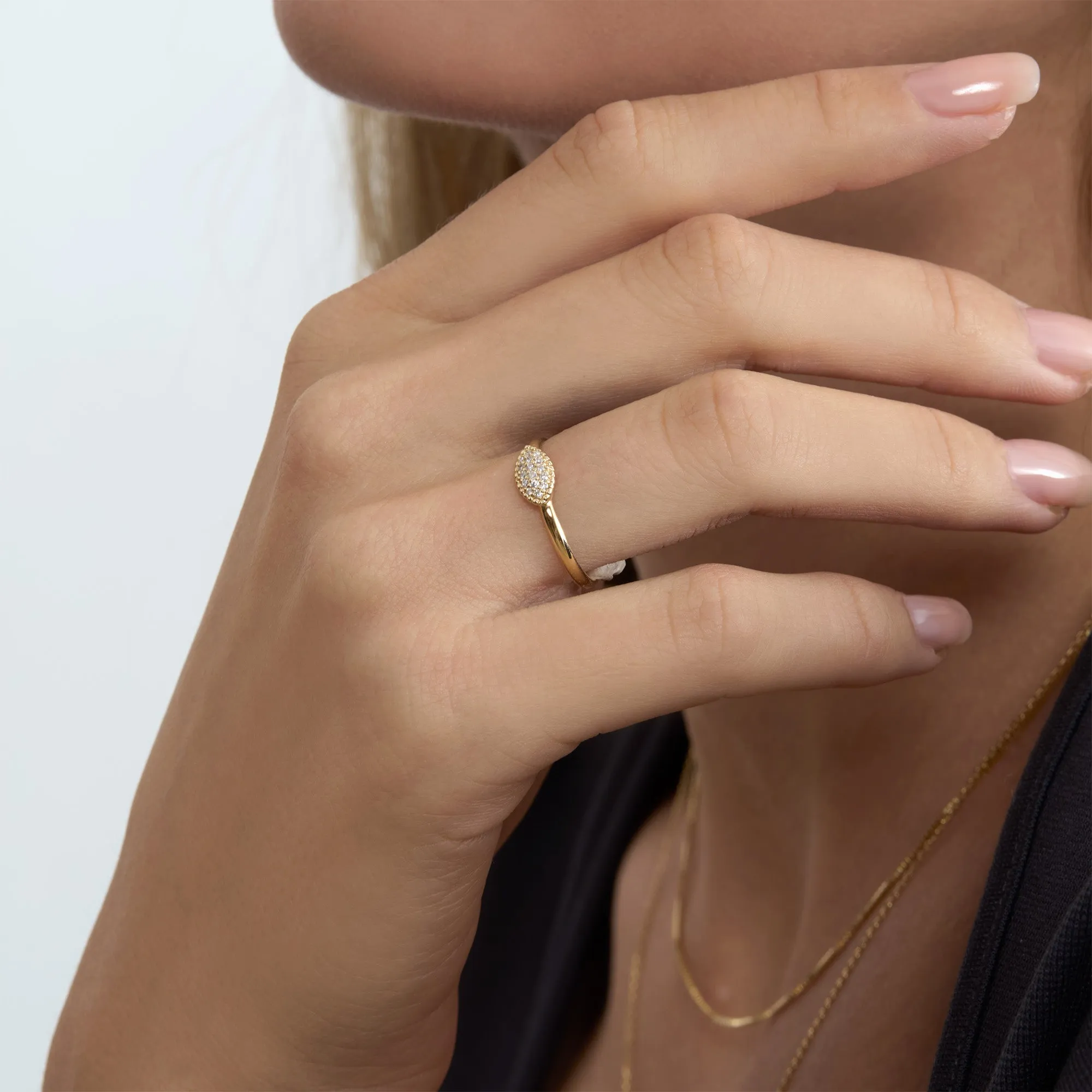 Pave Diamond Marquise Ring, Ayla