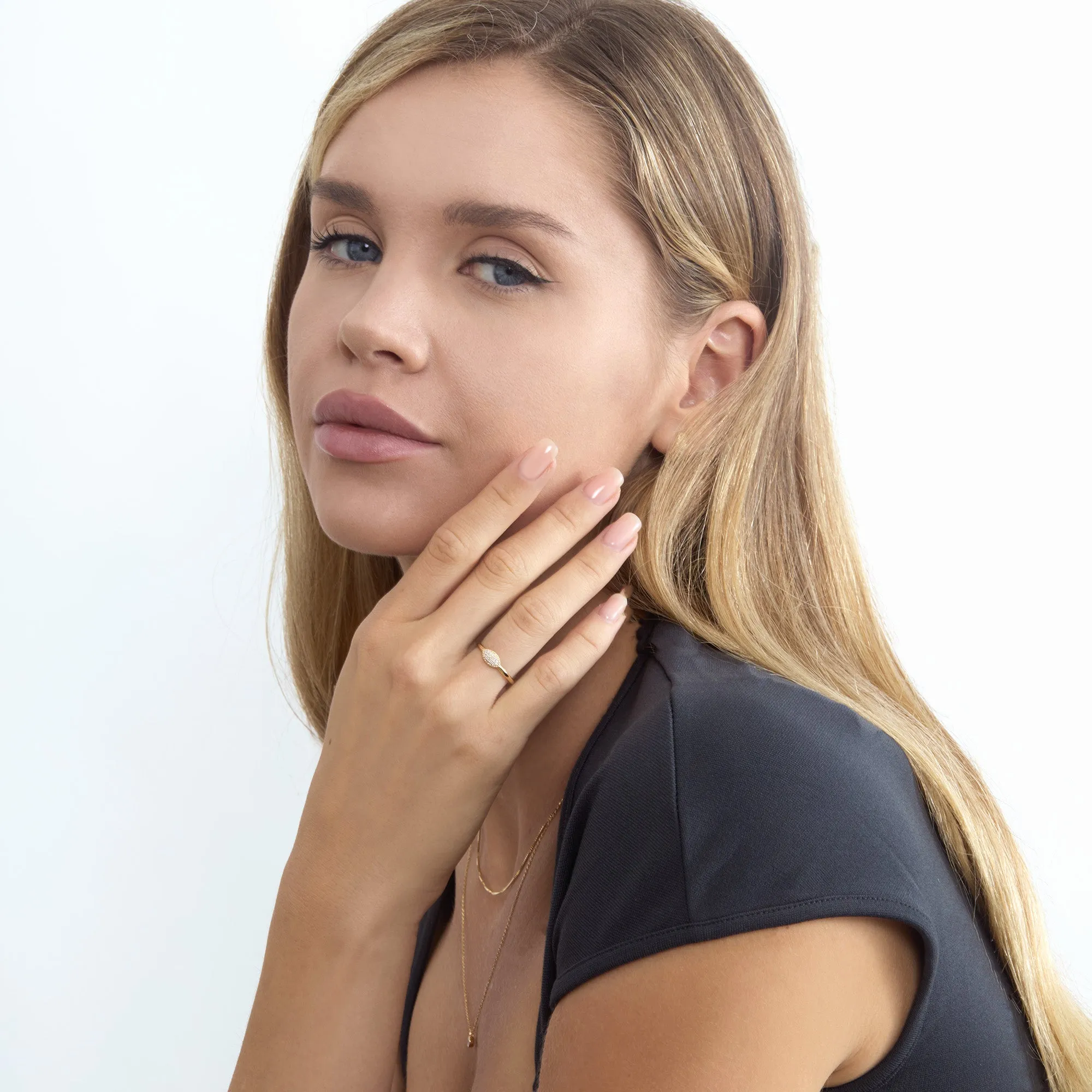 Pave Diamond Marquise Ring, Ayla