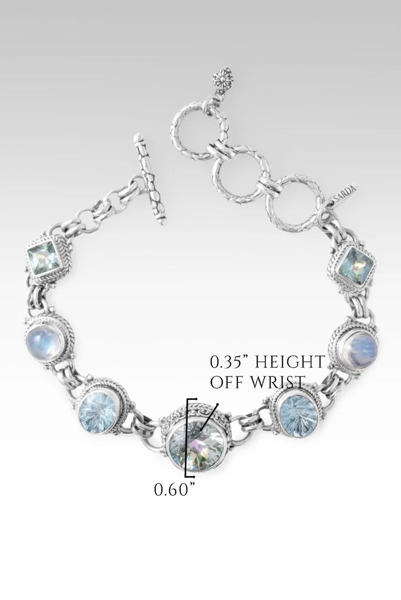 Peace Transcending Bracelet? in Novel? Mystic Quartz, Arctic Blue Topaz, Rainbow Moonstone & Bali Crush? Mystic Topaz