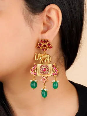 Pink Color Gold Plated Mishr Earrings - MR-E193P