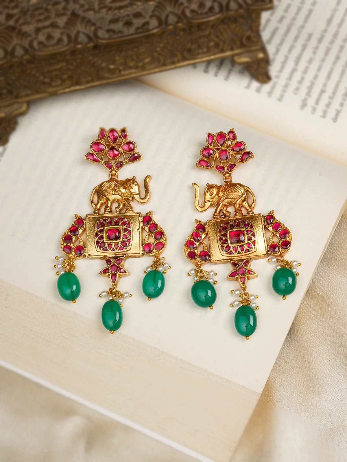 Pink Color Gold Plated Mishr Earrings - MR-E193P