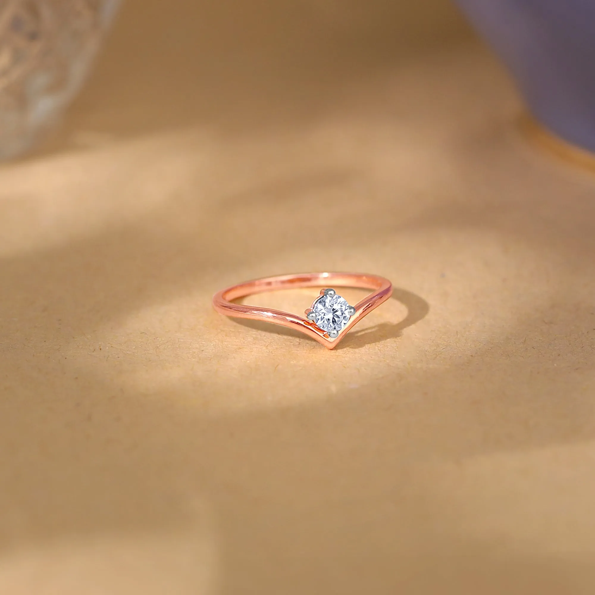 Rose Gold Opal Solitaire Diamond Ring