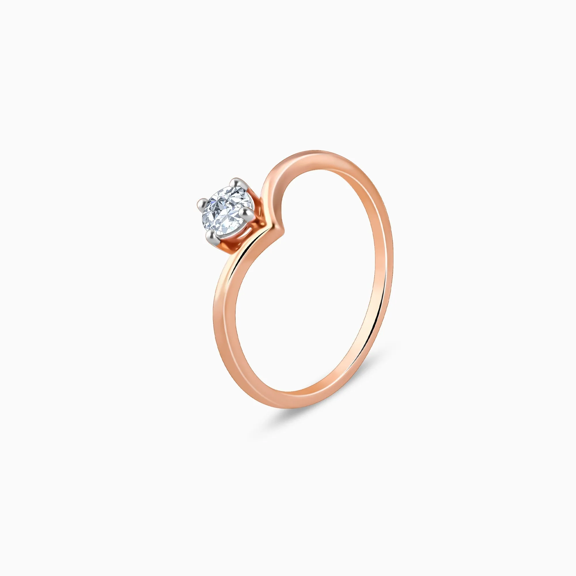 Rose Gold Opal Solitaire Diamond Ring