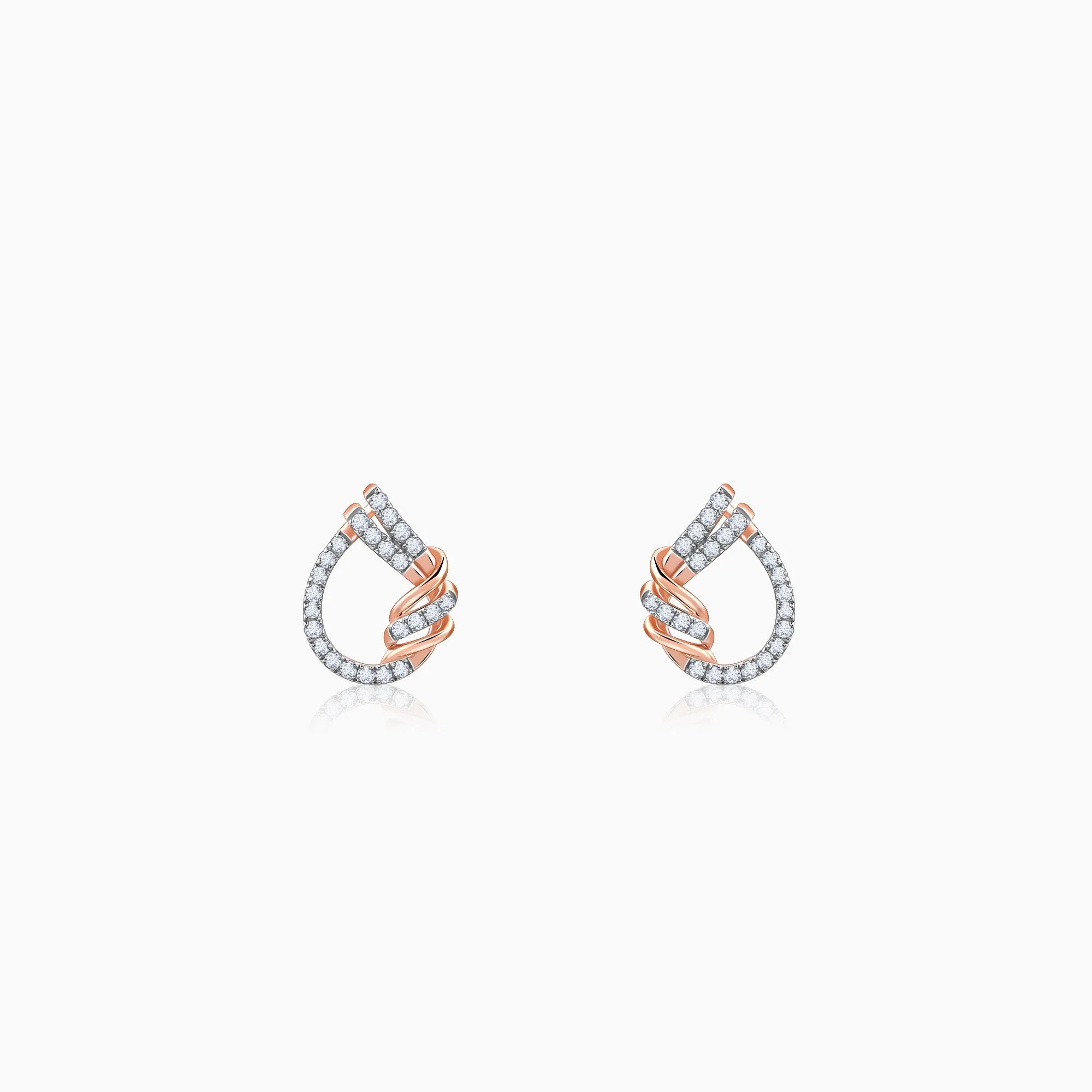 Rose Gold Pear Diamond Studs